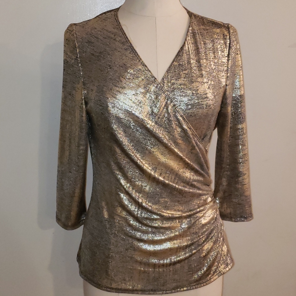 Women Gray Shimery Blouse New with tag